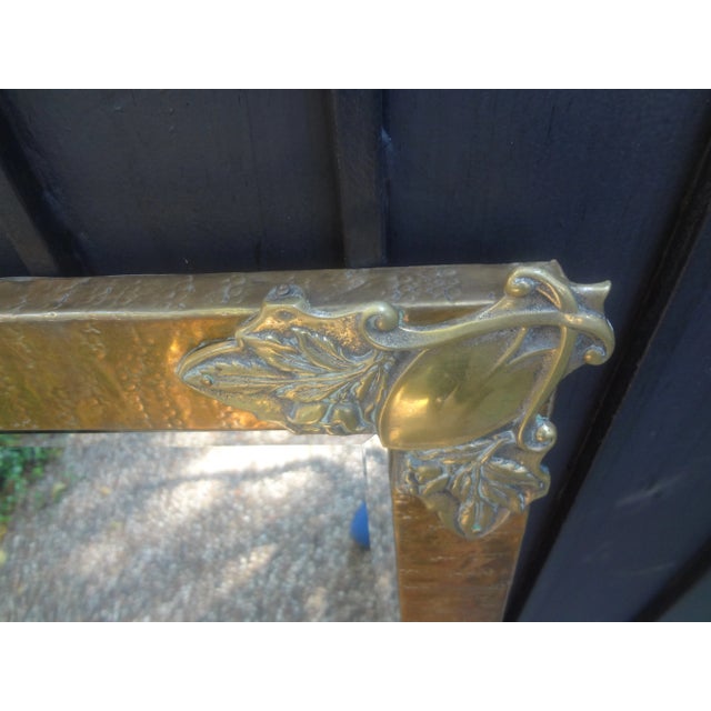 Brass Period French Art Nouveau Brass Beveled Mirror For Sale - Image 8 of 9