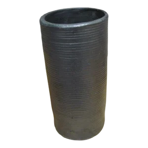 Zanesville Pottery Model #4012 Matte Black Ribbed Cylinder Vase 1940s