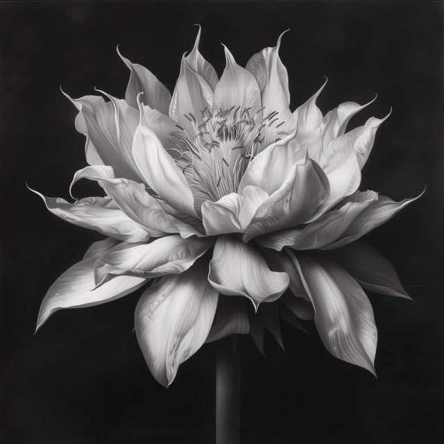 Contemporary 20" X 20" - 'Queen of the Night Flower' - Black and White Photography Print For Sale - Image 3 of 5