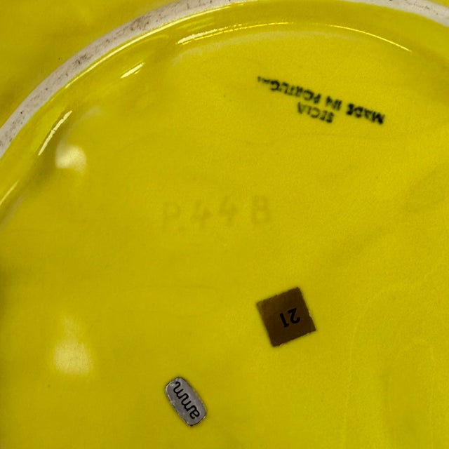 Ceramic Vintage 1970s Secla Yellow Portuguese Cabbageware Majolica 13" Salad Serving Bowl For Sale - Image 7 of 9