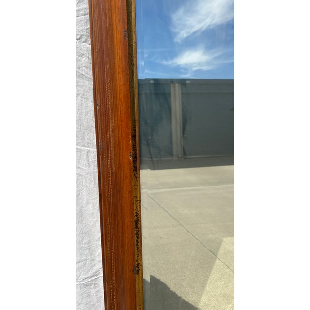 Chestnut Italian Walnut Wood & Gold Distressed Floor Mirror For Sale - Image 8 of 13