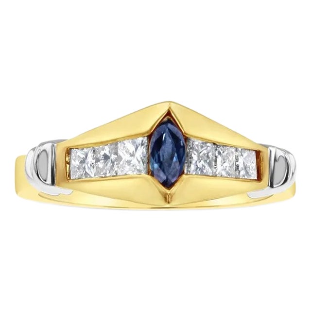 Sapphire Marquise & Diamond Accent Ring, Size 9 For Sale