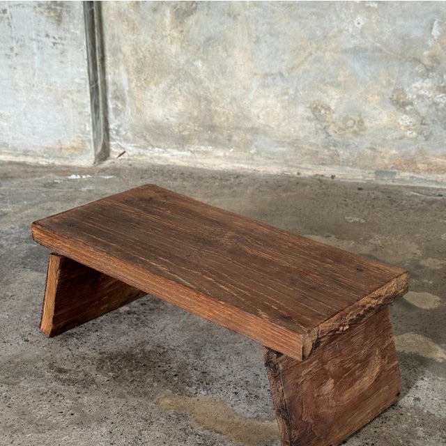 Small Low Bench in Antique Indonesian Teak, 1980s For Sale - Image 17 of 18