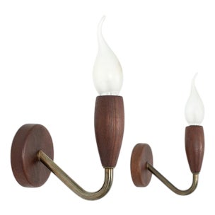 Teak Wall Lamps, Set of 2 For Sale
