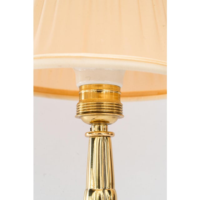 Art Deco Brass Table Lamp with Fabric Shade, Vienna, Austria, 1920s For Sale - Image 13 of 17
