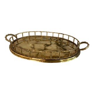 Bamboo Style Brass Tray For Sale