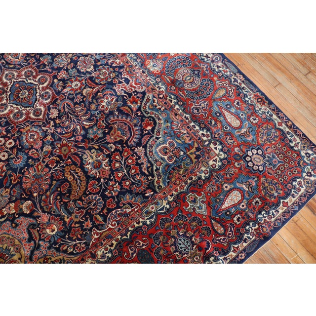 Antique Zabihi Collection Navy Traditional Kashan Rug For Sale - Image 10 of 12
