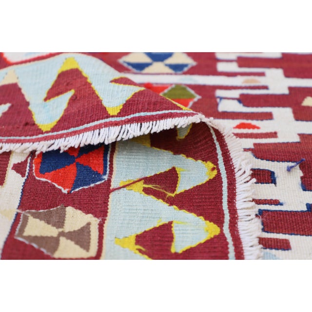 1980s Rustic Burgundy Oushak Kilim Rug For Sale - Image 9 of 11
