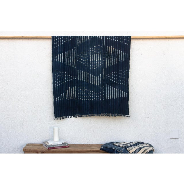 African Vintage African Moss "Kaya Eclipse" Indigo Throw For Sale - Image 3 of 6