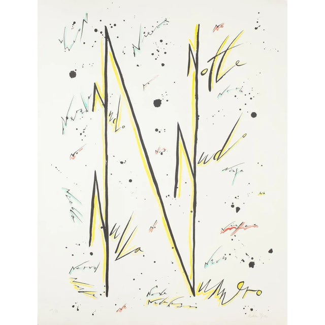 Letter Letter N Yellow by Rafael Alberti, from Alphabet series, is an original lithograph, realized by Rafael Alberti in...