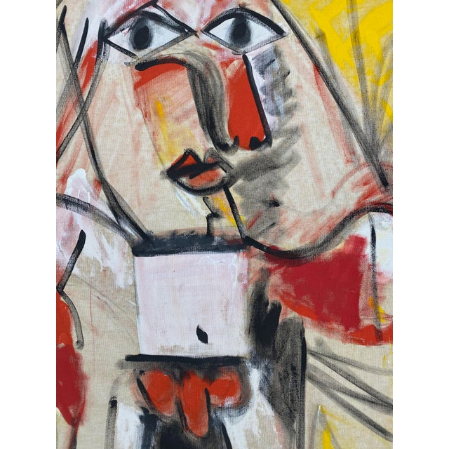Late 20th Century Cubist Figurative Oil Painting For Sale - Image 4 of 9