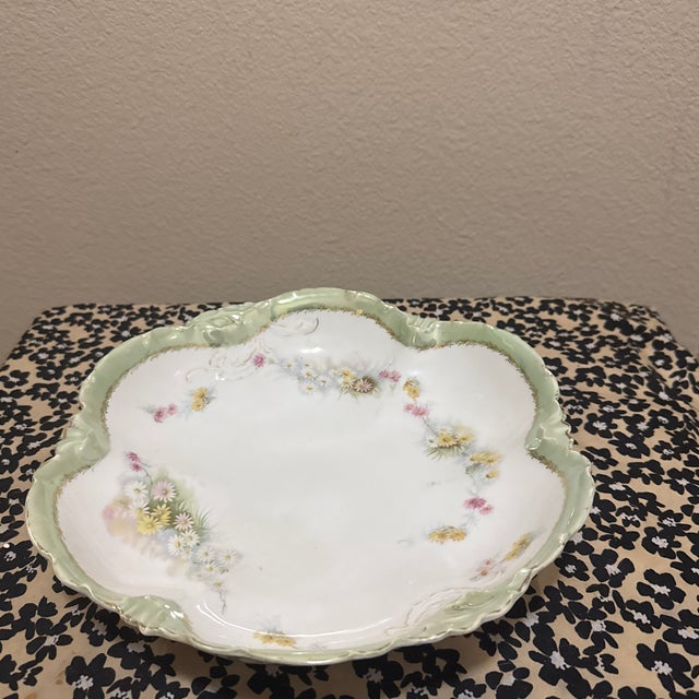 Shabby Chic Versailles Bavaria Hand-Painted Porcelain Scalloped Serving Dish For Sale - Image 3 of 7