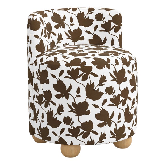 Spritely Home Andi Vanity Chair in Silhouette Floral Chocolate For Sale