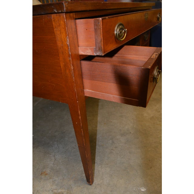 1960s Vintage 1960s Federal Biggs Furniture 3 Drawer Solid Dark Mahogany Writing Desk For Sale - Image 5 of 18