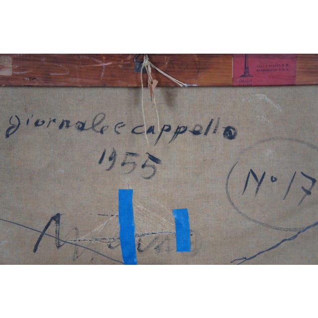 Mario Russo Italian Master Oil Painting Giornale Cappello Newspaper Hat 24" For Sale - Image 10 of 12