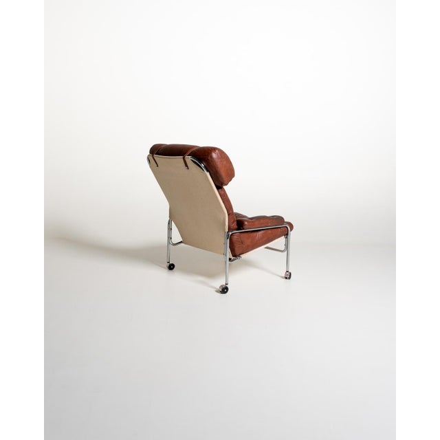 Leather and Chromed Steel Lounge Chair, Sweden, 1960s For Sale - Image 4 of 11