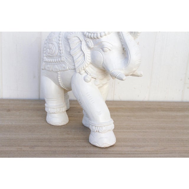 Set of 2, Painted White Elephant Statues Chairish