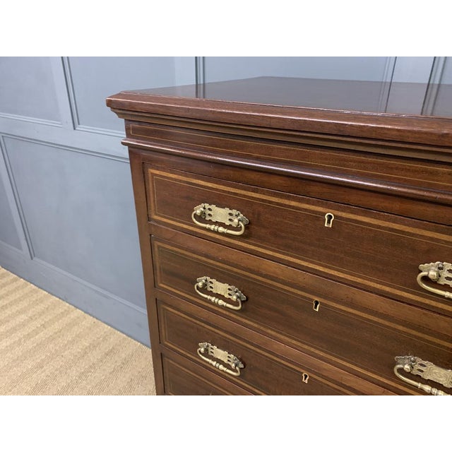 Inlaid Mahogany Pillar Chest from Maple & Co., 1900 For Sale - Image 9 of 15
