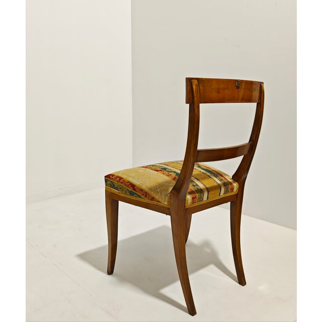 Wooden and Damask Fabric Chairs, 1930s, Set of 6 For Sale - Image 14 of 16