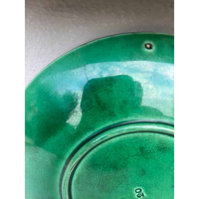 Late 19th Century English Green Majolica Plate Circa 1890 For Sale - Image 5 of 6