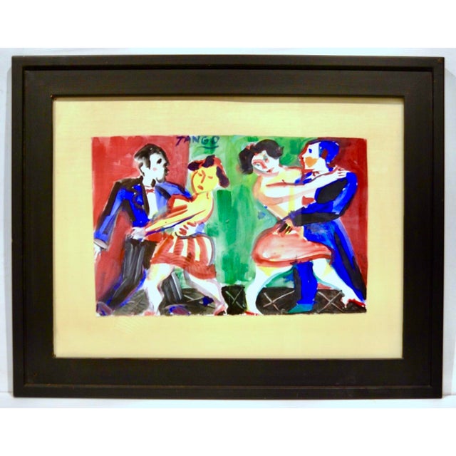 A wonderful vibrant gouache painting by John Grillo titled 'Tango' signed and dated Feb.3 98 framed 28.5" x 22.75" paper...