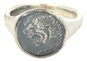 David Yurman Mens Lion Signet Ring Size 8 Sterling Silver Estate