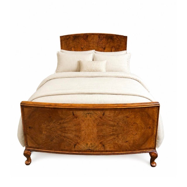 Art Deco Figured Walnut Double Bed, 1920s For Sale - Image 4 of 13