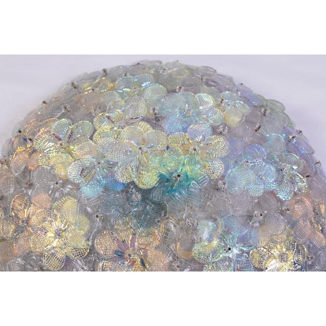 Multicolor Iridescent Murano Glass Flowers Basket Ceiling Lights by Barovier, 1950 For Sale - Image 6 of 9