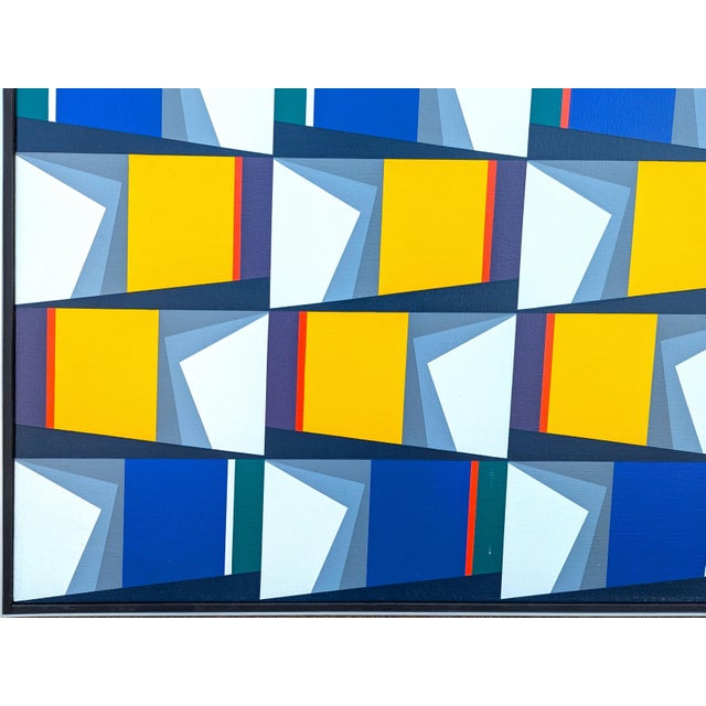 Oswaldo Subero "Pintura Bidimensional No 896" Contemporary Geometric Blue & Yellow Abstract, 2003 For Sale - Image 9 of 12