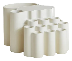 White Fiberglass Planter or Bar Cart on Wheels in the Style of Joe Colombo