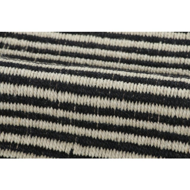 Rug & Kilim’s Accent Runner Kilim in Textural Black and White Stripes For Sale In New York - Image 6 of 7