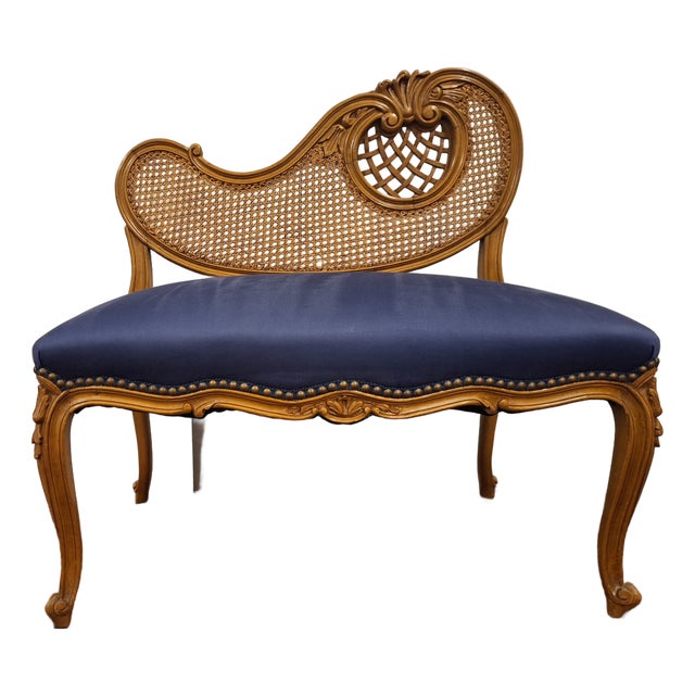Vintage French Louis Xv Style Upholstered Setter For Sale