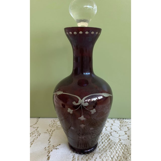 Art Deco Vintage Bohemian Crystal Decanter Set With Glasses- 6 Pieces For Sale - Image 3 of 5