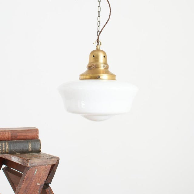 Antique Church Opaline Pendant Light, 1920s For Sale - Image 4 of 4