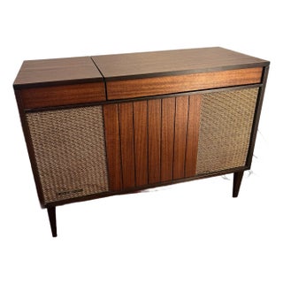 Vintage Mid Century Modern Ge Stereo Console Record Player / Radio Cabinet For Sale