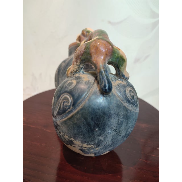 Chinese Ceramic Pot Trio-Colored Glazed Pottery Water Pot Hand Carved Tiger Shape For Sale - Image 4 of 9