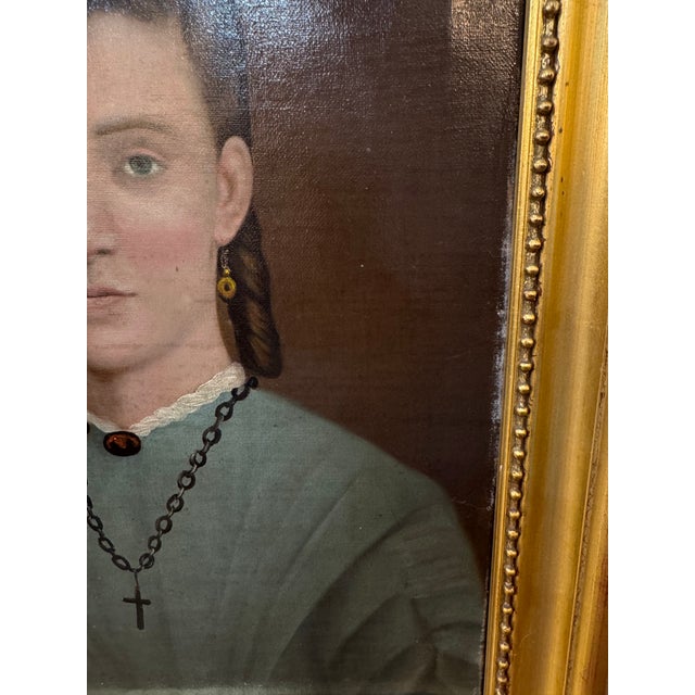 Pair of European Portrait Paintings, Mother & Daughter, Late 19th Century For Sale - Image 6 of 16