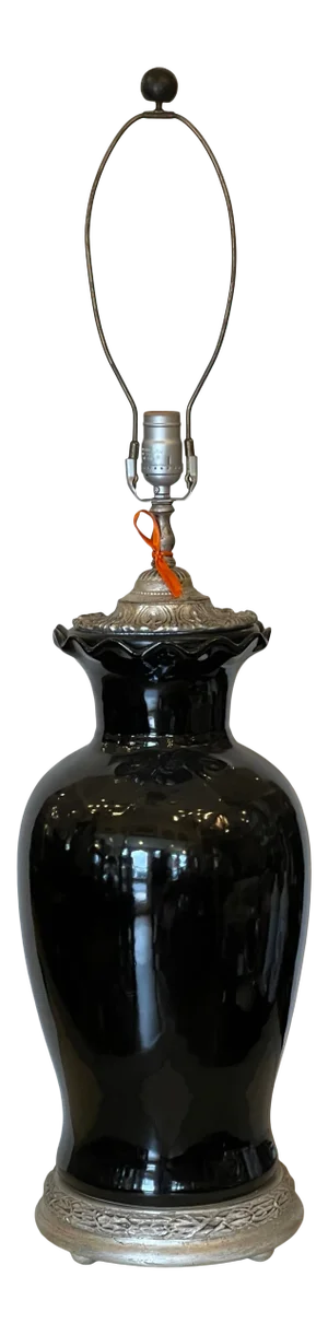 Black Chinese Pottery Vase Now a Designer Table Lamp