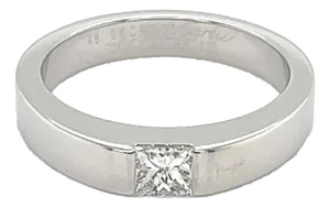 Cartier Tank 0.25ct Diamond 18k White Gold Band Ring, Size 4.75