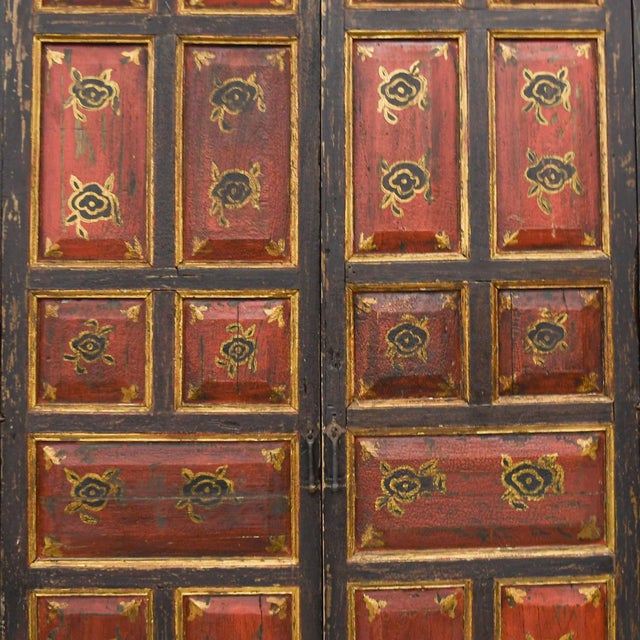 Rustic Antique Rustic Red and Black Cabinet For Sale - Image 3 of 7