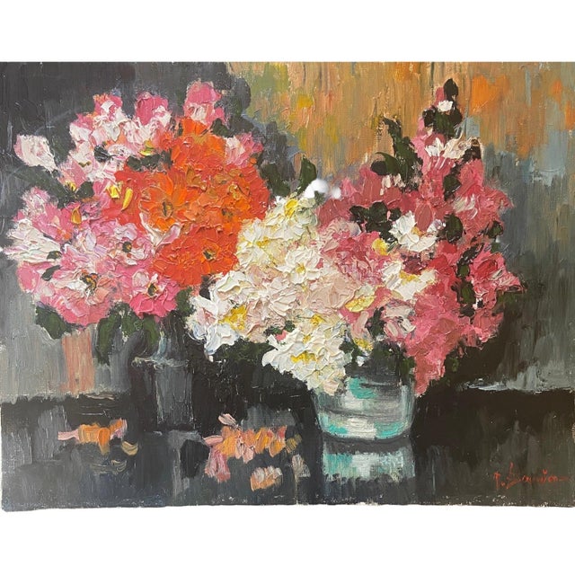 R. Bouvier, Les Fleurs, 1970s, Oil Painting on Canvas For Sale - Image 10 of 10