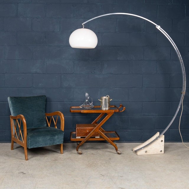 A delightful mid century italian drinks trolley attributable to cesare lacca. The two tier cart is made entirely out of...