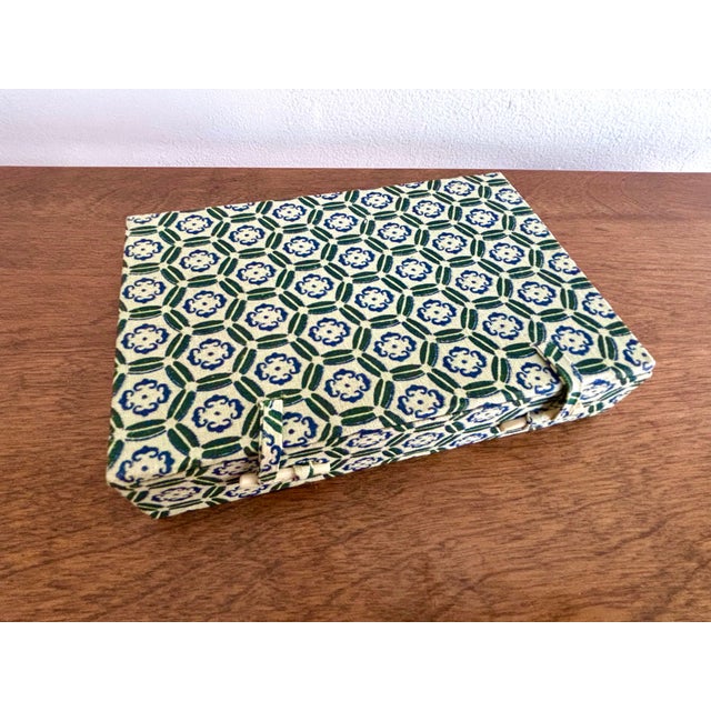 Small decorative fabric box with hinged lid. Perfect for beautifully storing those small things you don’t want cluttering...