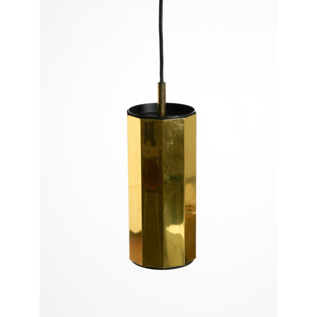 Black Large Decagonal Brass Pendant Lamps, 1960s, Set of 3 For Sale - Image 8 of 18