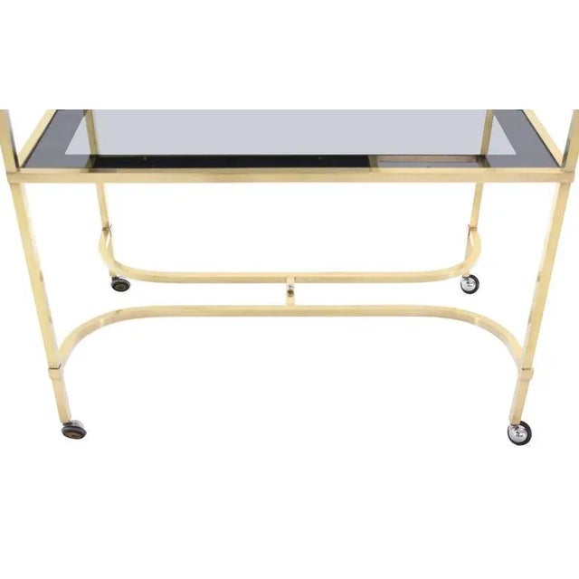Mid-Century Modern Solid Brass Square Profile Serving Cart on Wheels For Sale - Image 6 of 11