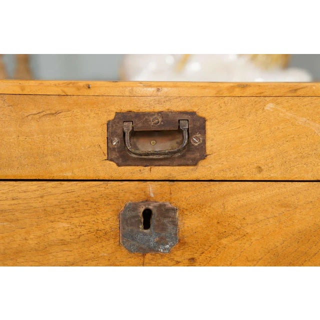 Wood Anglo-Indian Teak Trunk on Red Lacquer Stand For Sale - Image 7 of 10