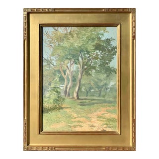Early 20th Century Tree Landscape Oil Painting For Sale