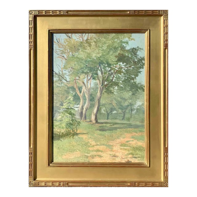 Early 20th Century Tree Landscape Oil Painting For Sale