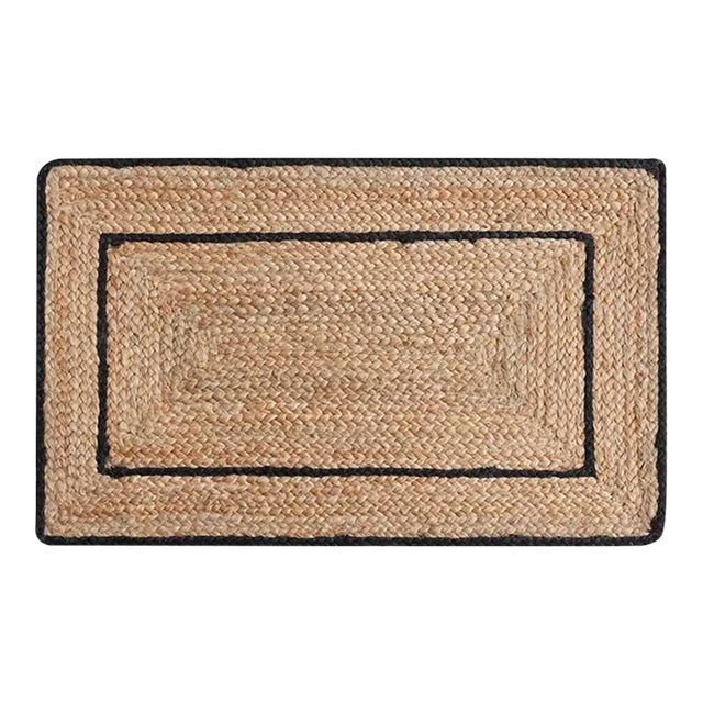Hand-Woven Natural Jute Floor Mat For Sale