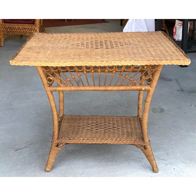 Late 20th Century Ralph Lauren Safari Collection Woven Wicker Rattan Side Table For Sale - Image 5 of 6